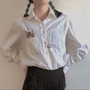 🐈 White button down cotton shirt 🐈